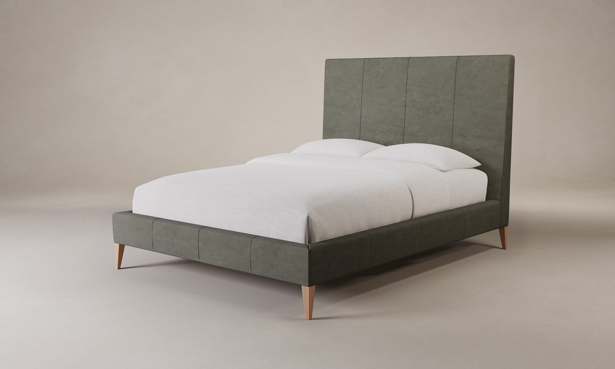 The Essex Bed - Nubuck Leather Gravel