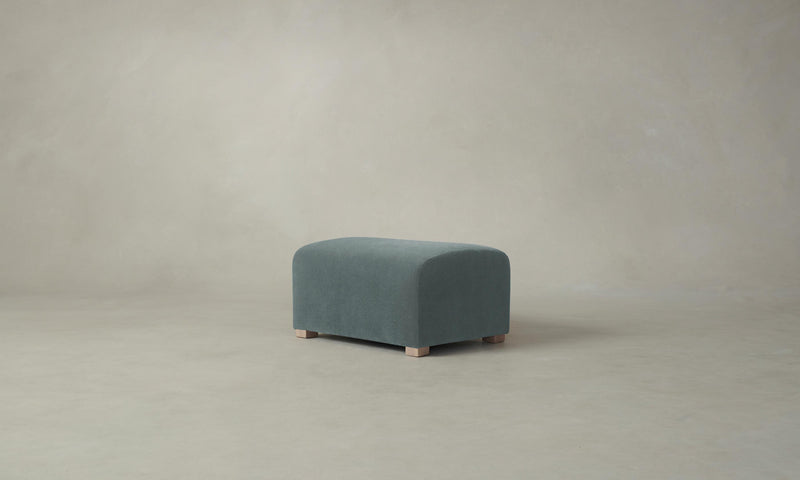The Lenox Ottoman - Performance Velvet Seafoam