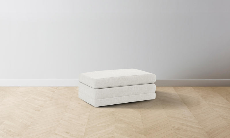 The Warren Ottoman - Heritage Belgian Linen Egret